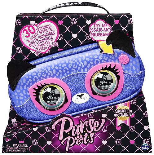 Purse Pets Savannah Spotlight Bauchtasche für Kinder - interaktive Cross Body Bag mit mehr als 30 Lichteffekten, Geräuschen, Reaktionen und Musik, Kindertasche und Spielzeug in einem, ab 5 Jahren
